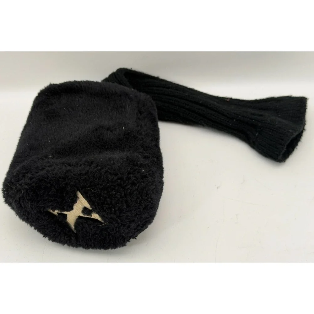 Unbranded Plush Fur X Fairway Wood Hybrid Golf Club Headcover Black Knit Sock